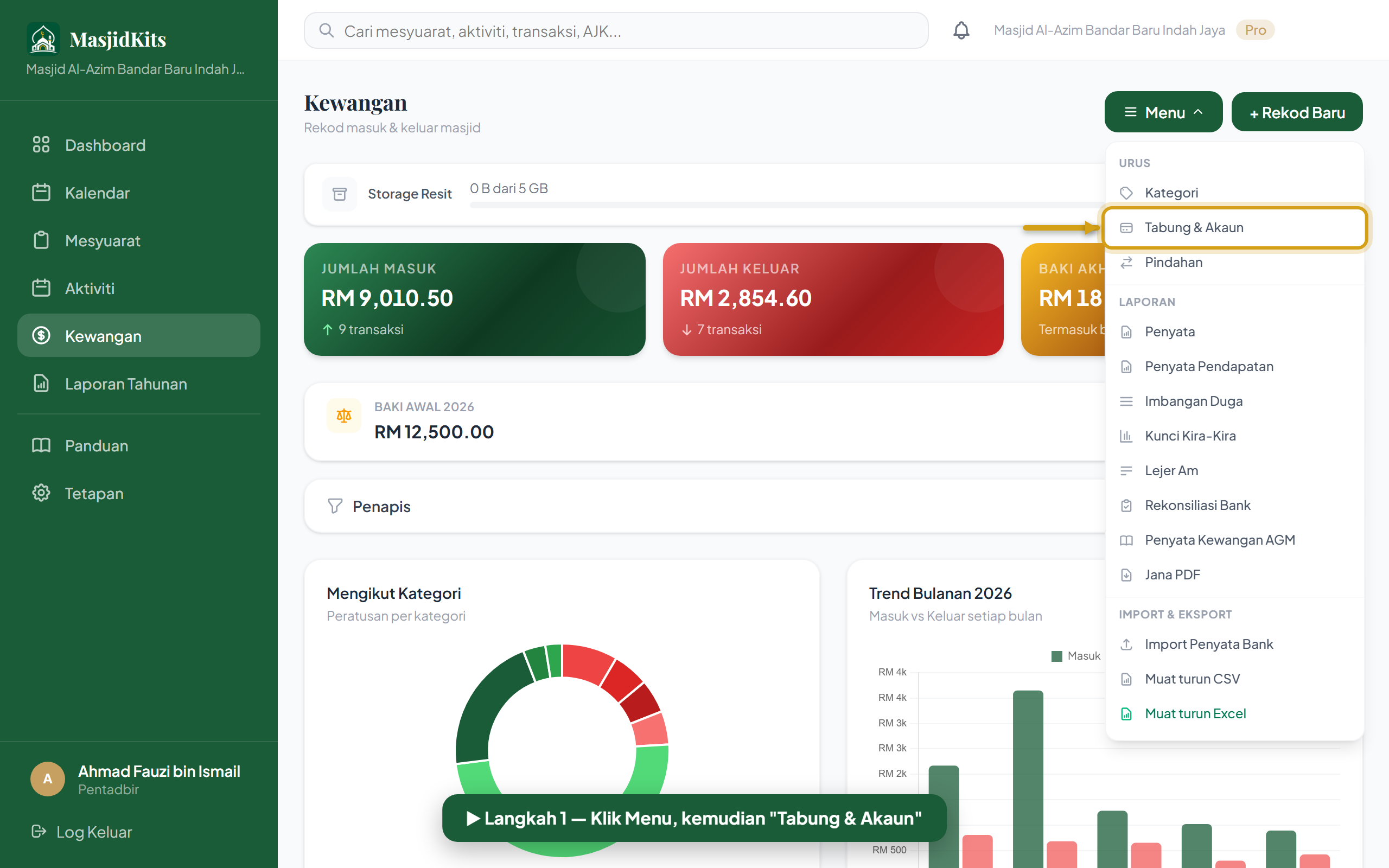 Sediakan tabung — langkah 1